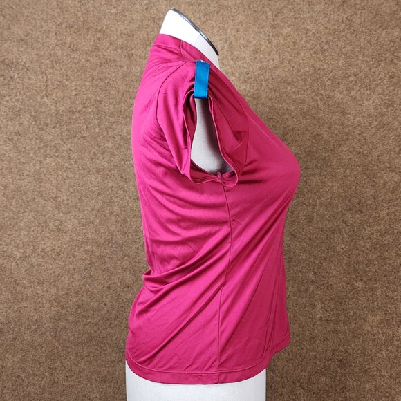 Greg Norman Play Dry Women Collarless Large Magenta Tab Sleeves Golf Athletics - Picture 6 of 9